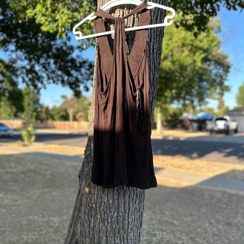 Vintage BCX Brown Backless Top with Embellished Neckline - Picture 2 of 5